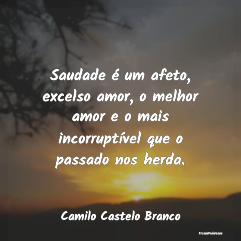 Saudade é um afeto, excelso amor, o melhor amor e... Saudade é um afeto, excelso amor, o melhor amor e...