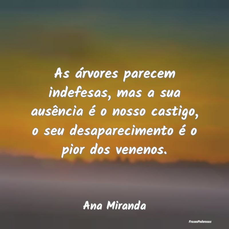 As árvores parecem indefesas, mas a sua ausência... As árvores parecem indefesas, mas a sua ausência...