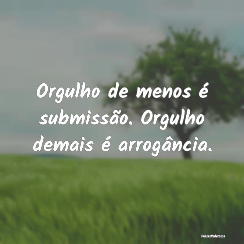 Orgulho de menos é submissão. Orgulho demais é ...