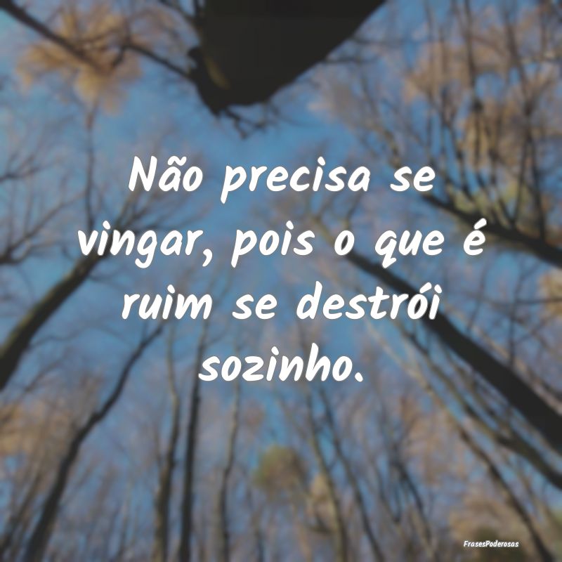 Não precisa se vingar, pois o que é ruim se dest...