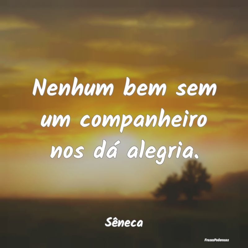 Nenhum bem sem um companheiro nos dá alegria....