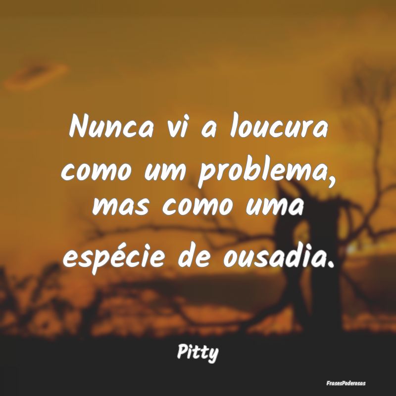 Nunca vi a loucura como um problema, mas como uma ...