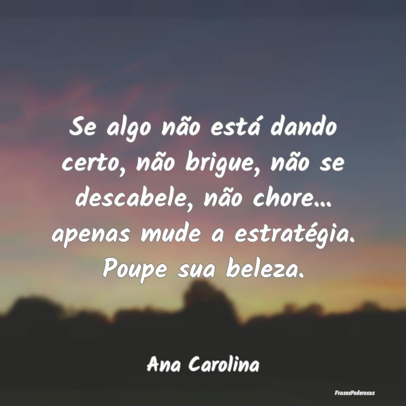 Se algo não está dando certo, não brigue, não ...