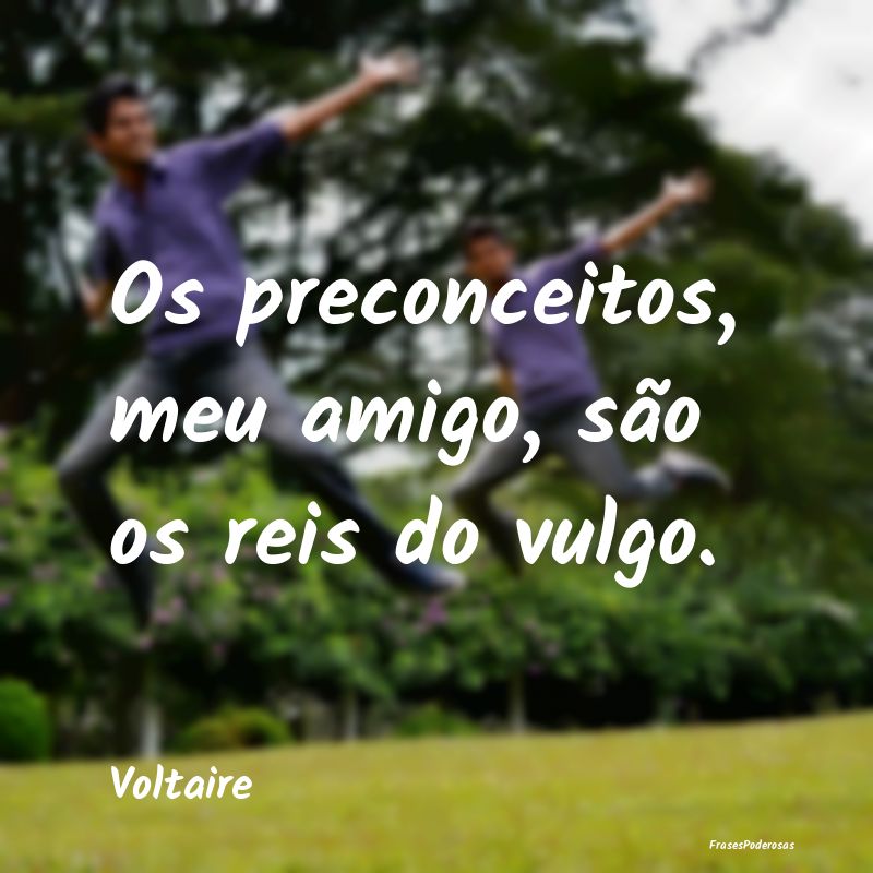 Os preconceitos, meu amigo, são os reis do vulgo....