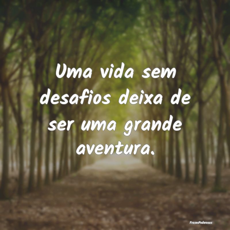 Uma vida sem desafios deixa de ser uma grande aven...