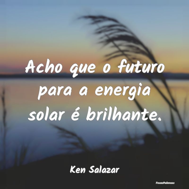Acho que o futuro para a energia solar é brilhant...