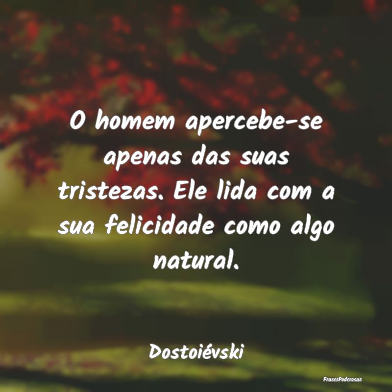 O homem apercebe-se apenas das suas tristezas. Ele...