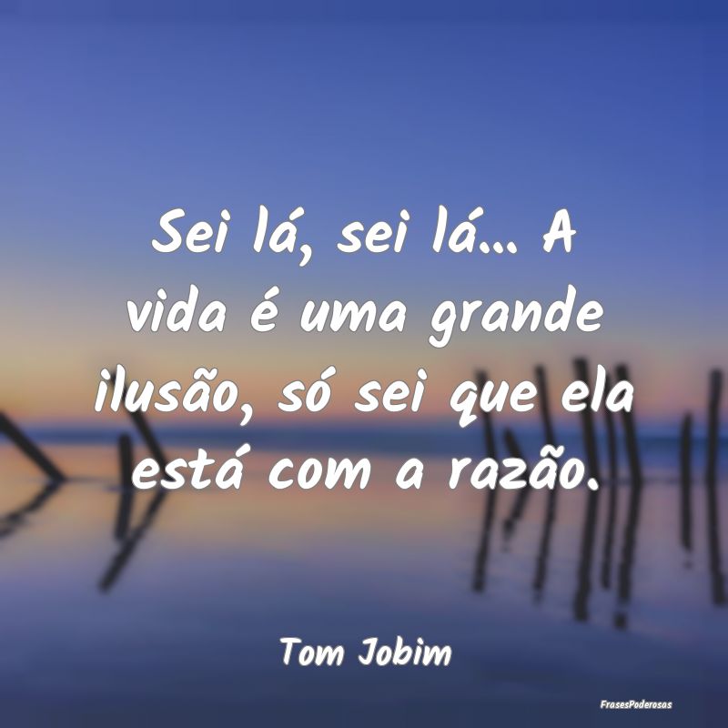 Sei lá, sei lá... A vida é uma grande ilusão, ...