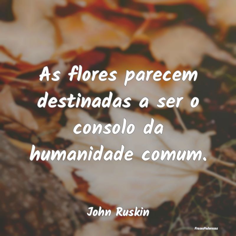 As flores parecem destinadas a ser o consolo da hu...