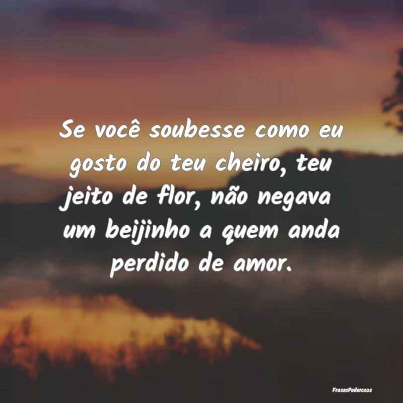 Se você soubesse como eu gosto do teu cheiro, teu... Se você soubesse como eu gosto do teu cheiro, teu...