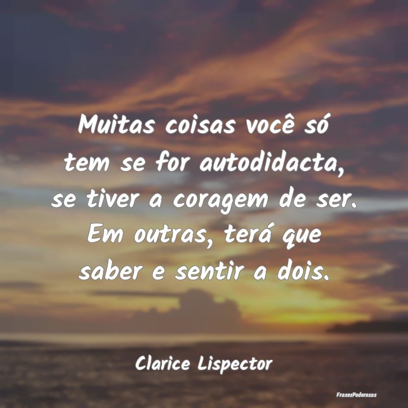 Muitas coisas você só tem se for autodidacta, se... Muitas coisas você só tem se for autodidacta, se...