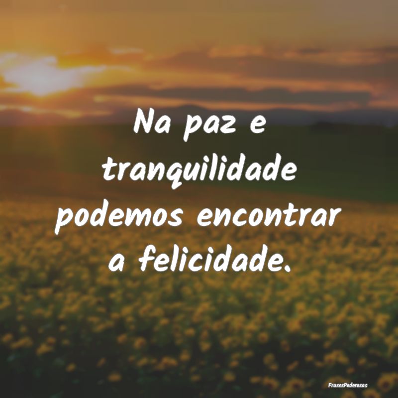 Na paz e tranquilidade podemos encontrar a felicid...