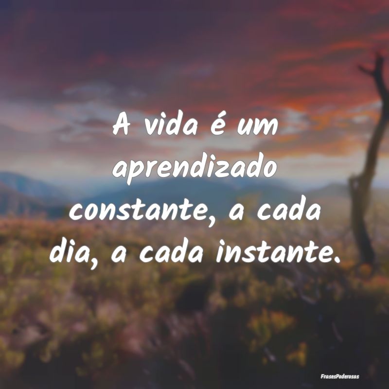 A vida é um aprendizado constante, a cada dia, a ...