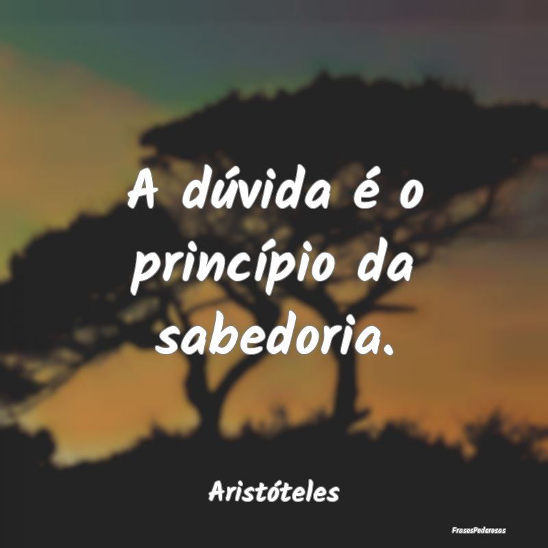 A dúvida é o princípio da sabedoria....