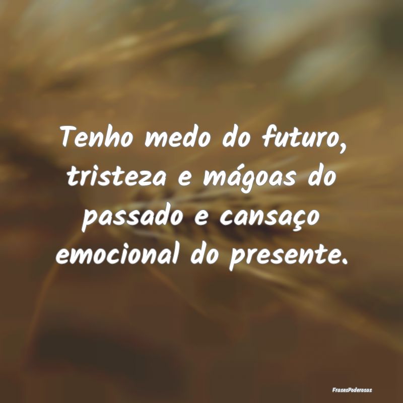 Tenho medo do futuro, tristeza e mágoas do passad...