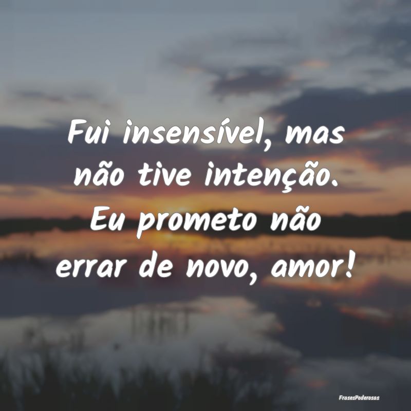 Fui insensível, mas não tive intenção. Eu prom...