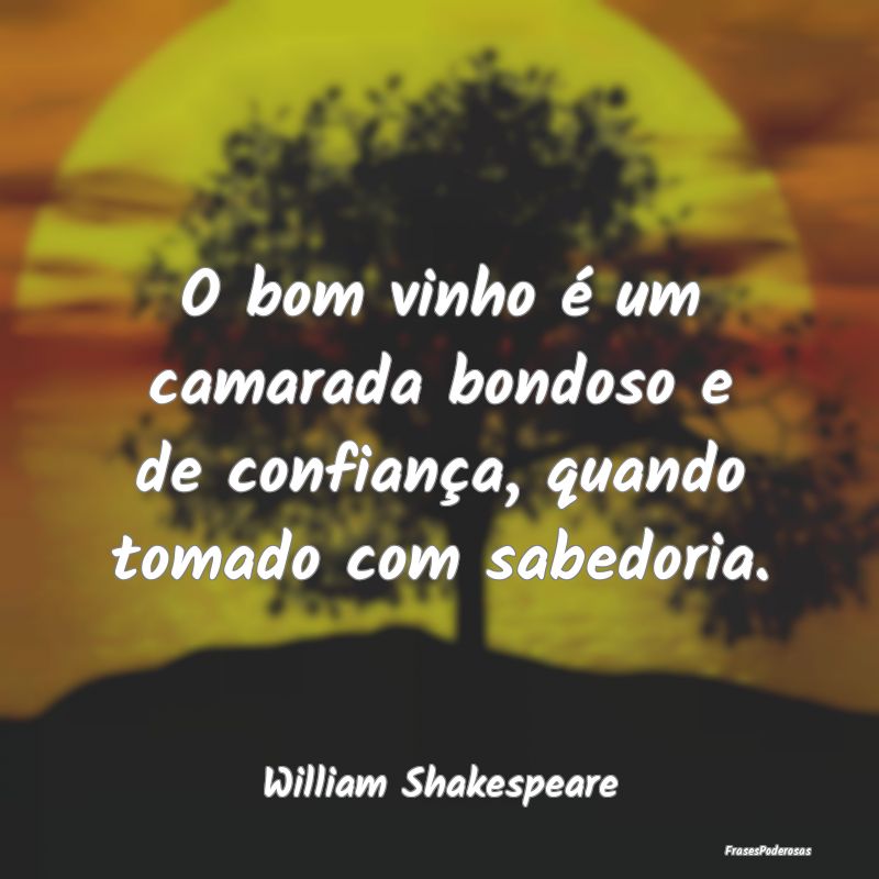 O bom vinho é um camarada bondoso e de confiança...
