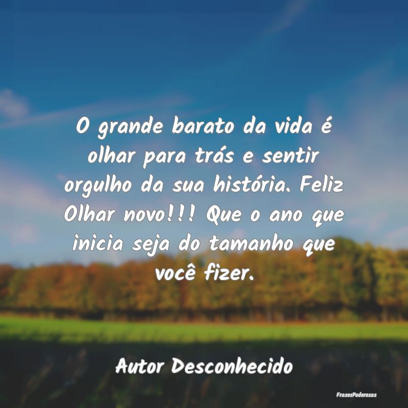 Frases de Orgulho - O grande barato da vida é olhar para trás e sent...