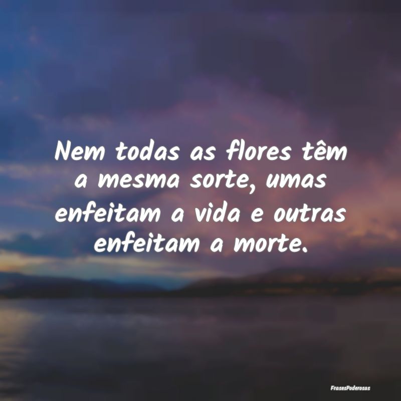 Nem todas as flores têm a mesma sorte, umas enfei...