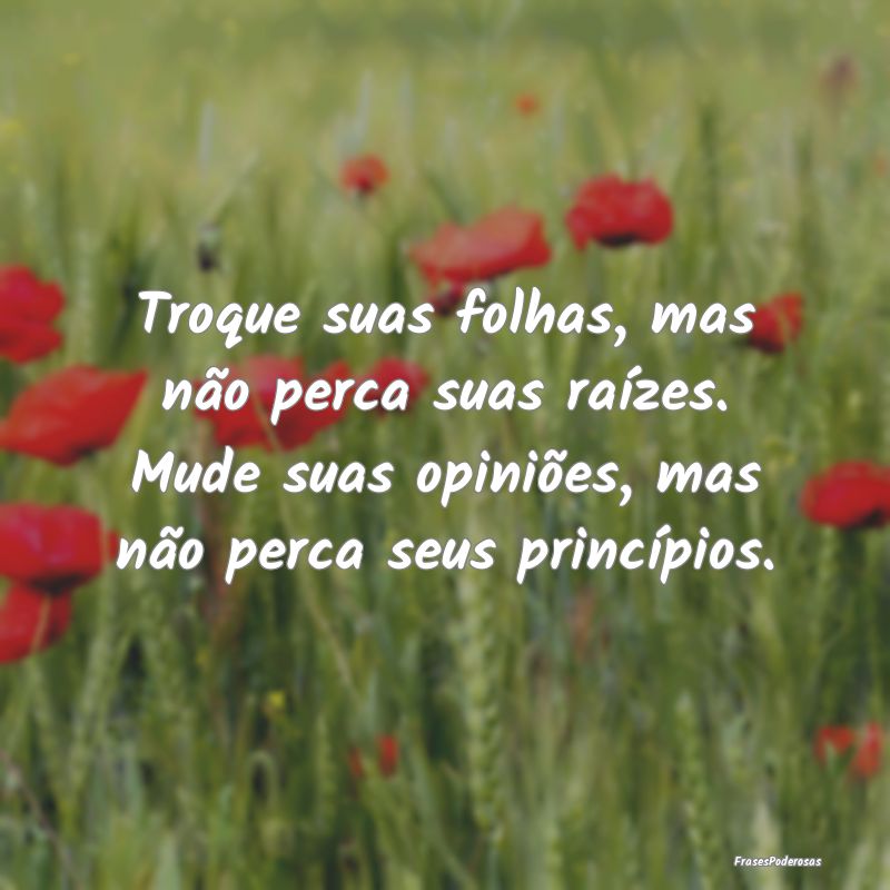 Troque suas folhas, mas não perca suas raízes. M... Troque suas folhas, mas não perca suas raízes. M...