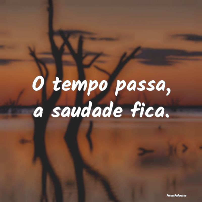 O tempo passa, a saudade fica.
...