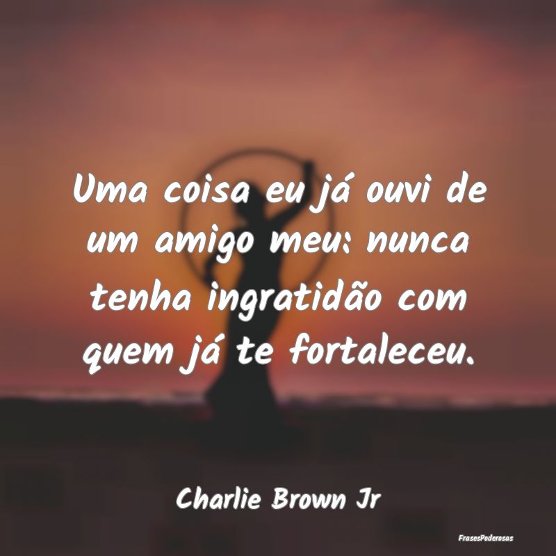 Uma coisa eu já ouvi de um amigo meu: nunca tenha...