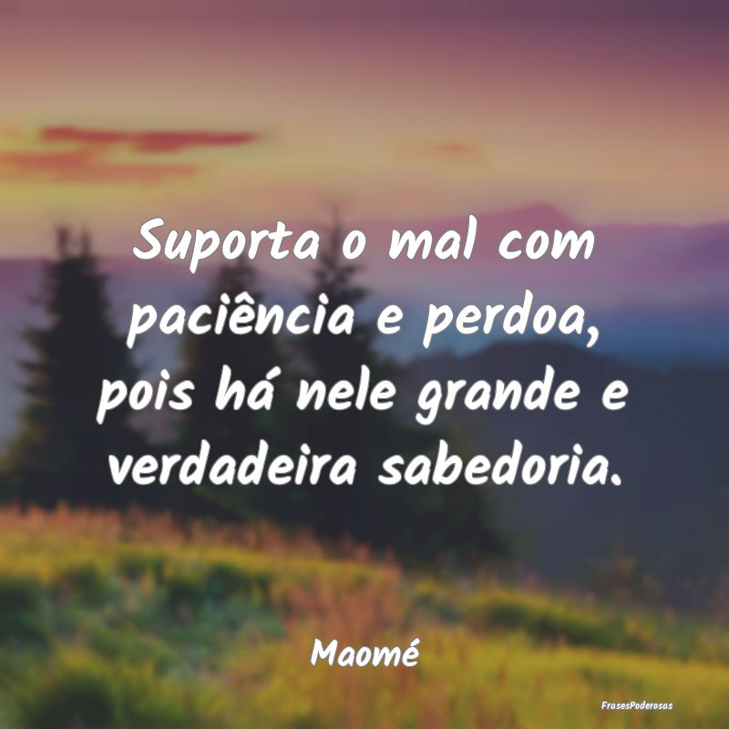 Suporta o mal com paciência e perdoa, pois há ne...