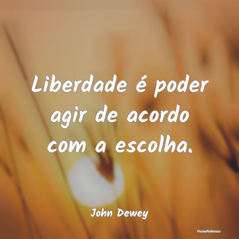 Liberdade é poder agir de acordo com a escolha....