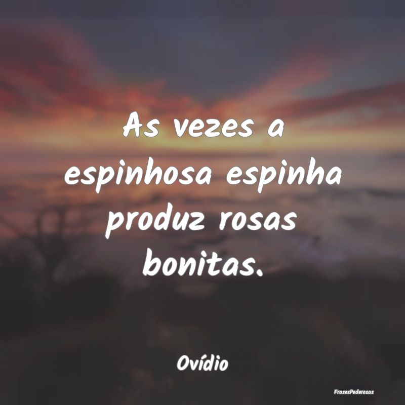 As vezes a espinhosa espinha produz rosas bonitas....