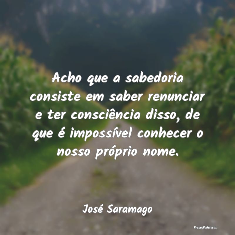 Acho que a sabedoria consiste em saber renunciar e... Acho que a sabedoria consiste em saber renunciar e...