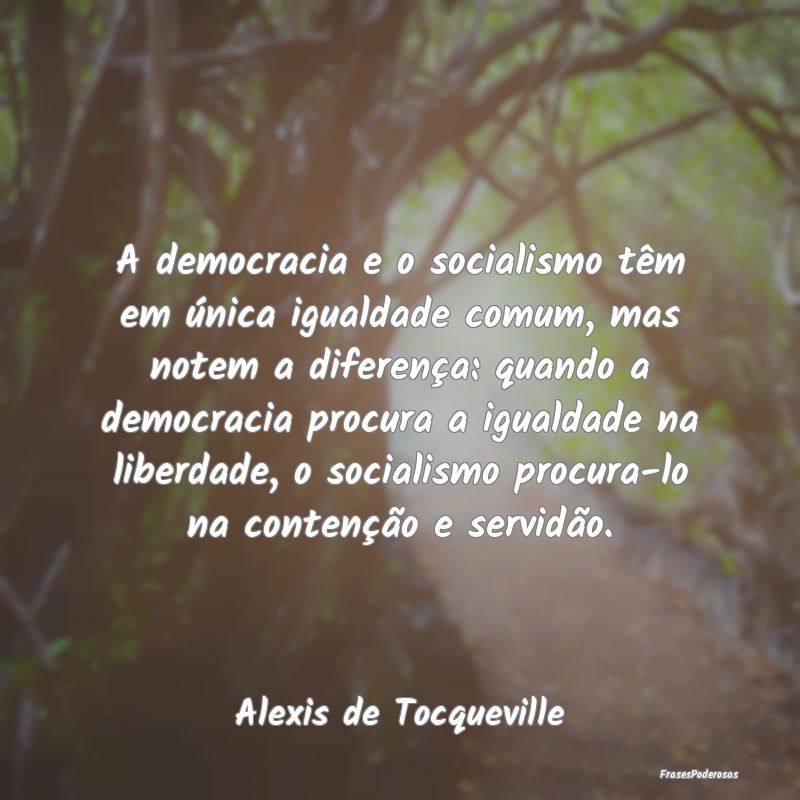 A democracia e o socialismo têm em única igualda...