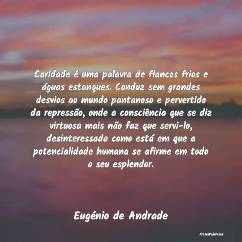 Caridade é uma palavra de flancos frios e águas ... Caridade é uma palavra de flancos frios e águas ...