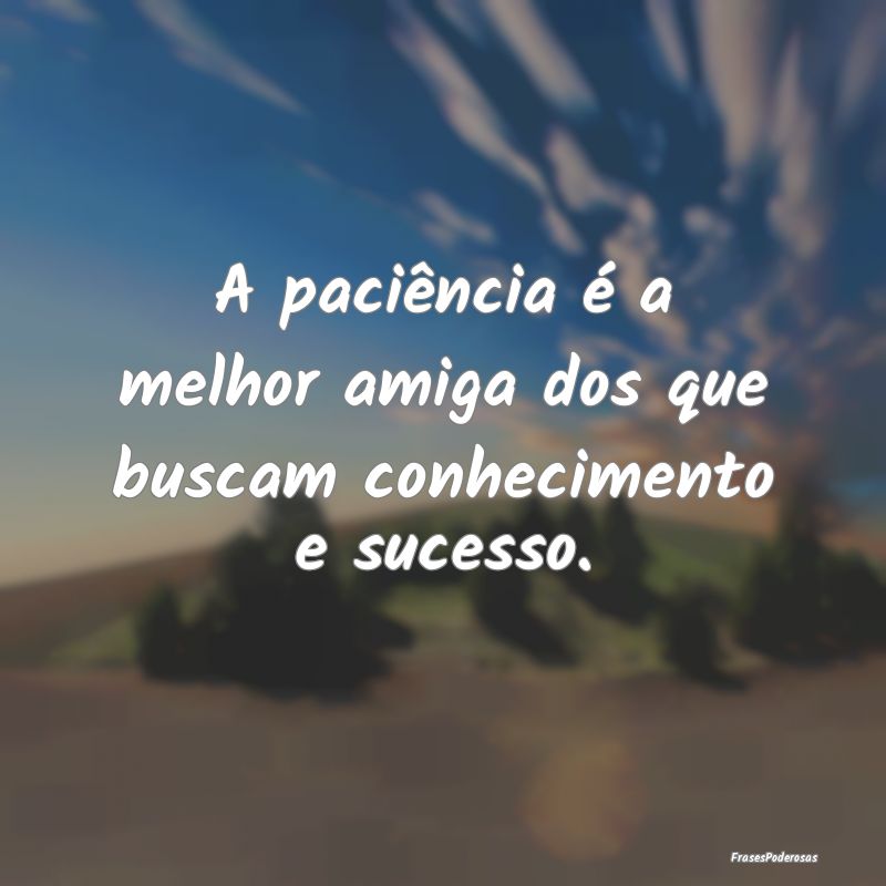 A paciência é a melhor amiga dos que buscam conh...