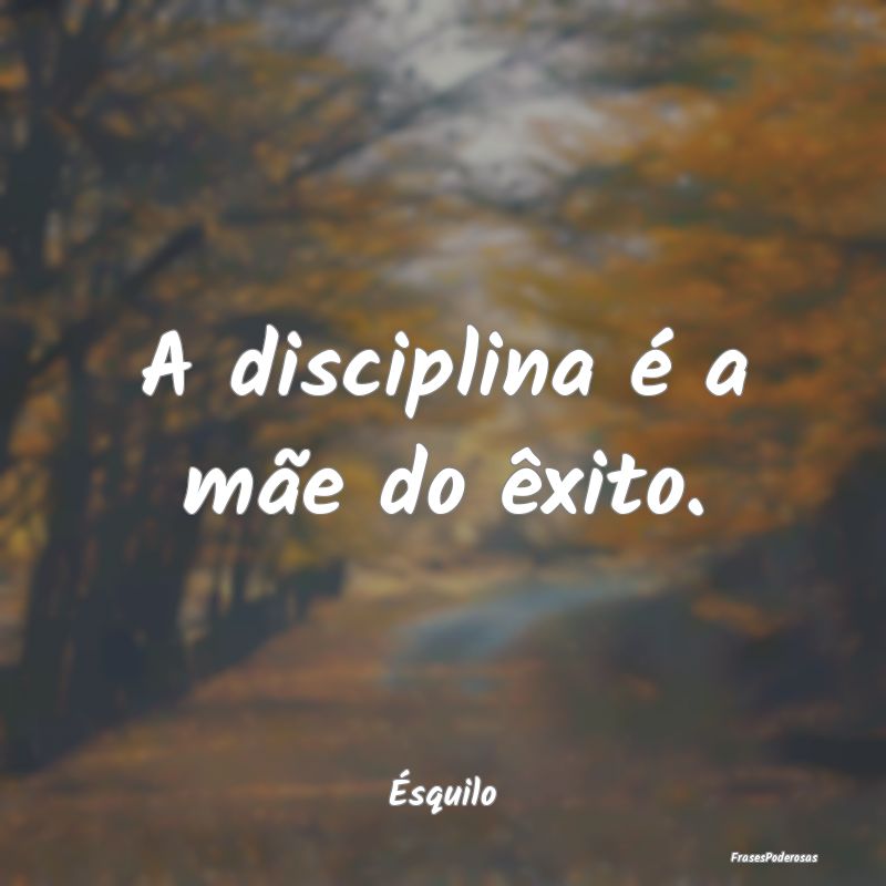 A disciplina é a mãe do êxito....