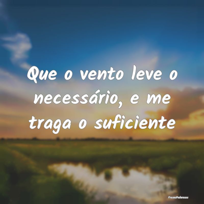 Que o vento leve o necessário, e me traga o sufic...