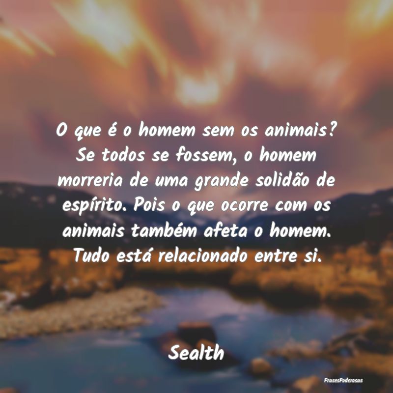O que é o homem sem os animais? Se todos se fosse...