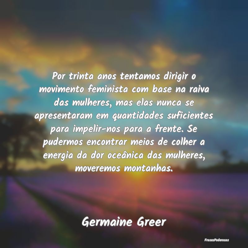 Por trinta anos tentamos dirigir o movimento femin...