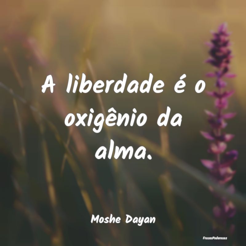 A liberdade é o oxigênio da alma....