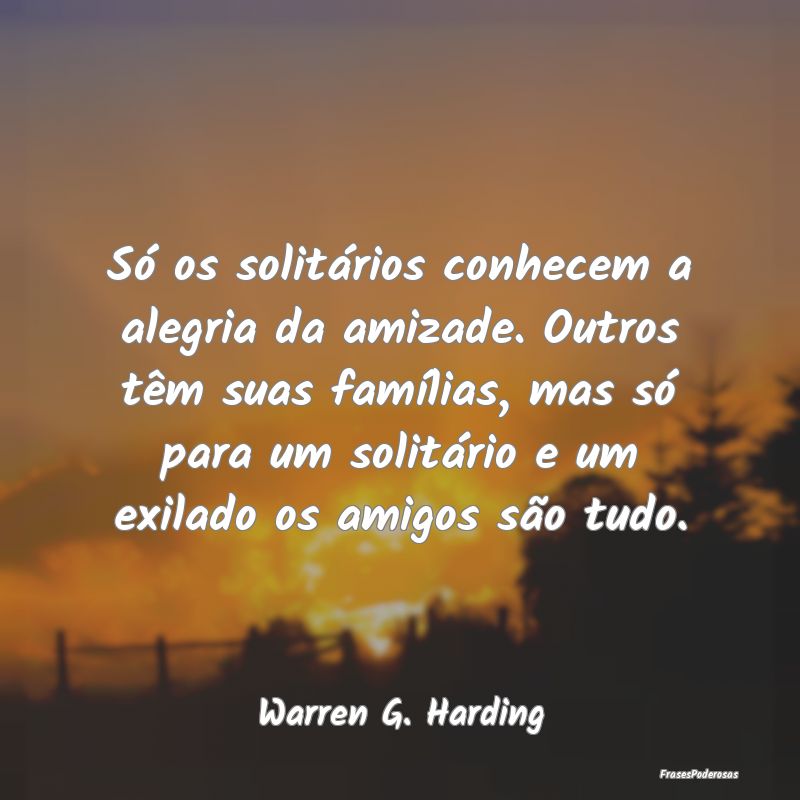 Só os solitários conhecem a alegria da amizade. ... Só os solitários conhecem a alegria da amizade. ...
