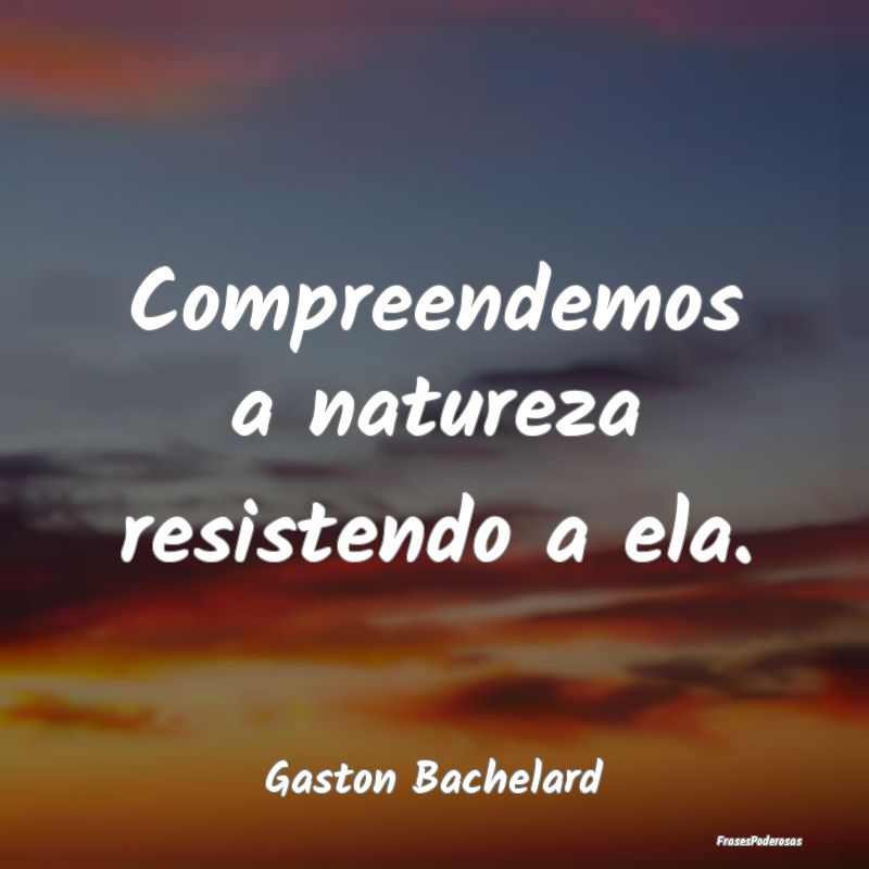 Compreendemos a natureza resistendo a ela....