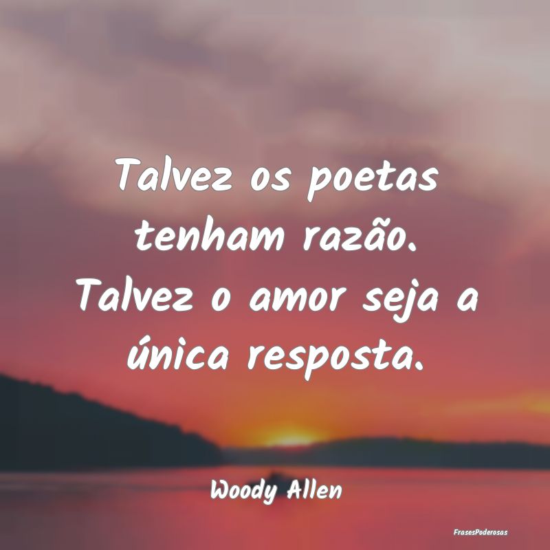 Talvez os poetas tenham razão. Talvez o amor seja...