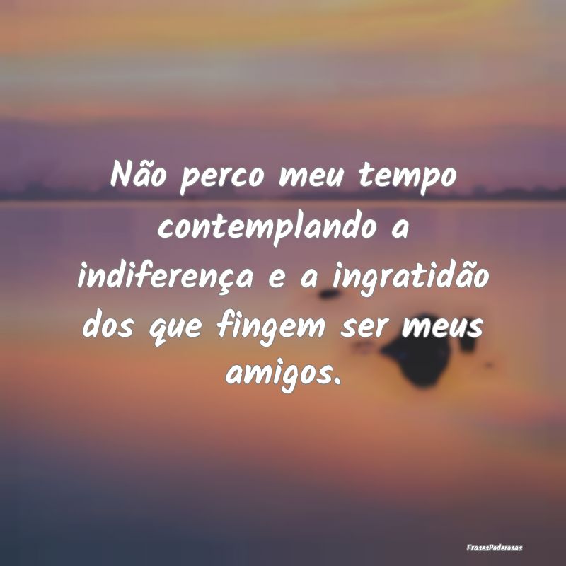 Não perco meu tempo contemplando a indiferença e... Não perco meu tempo contemplando a indiferença e...