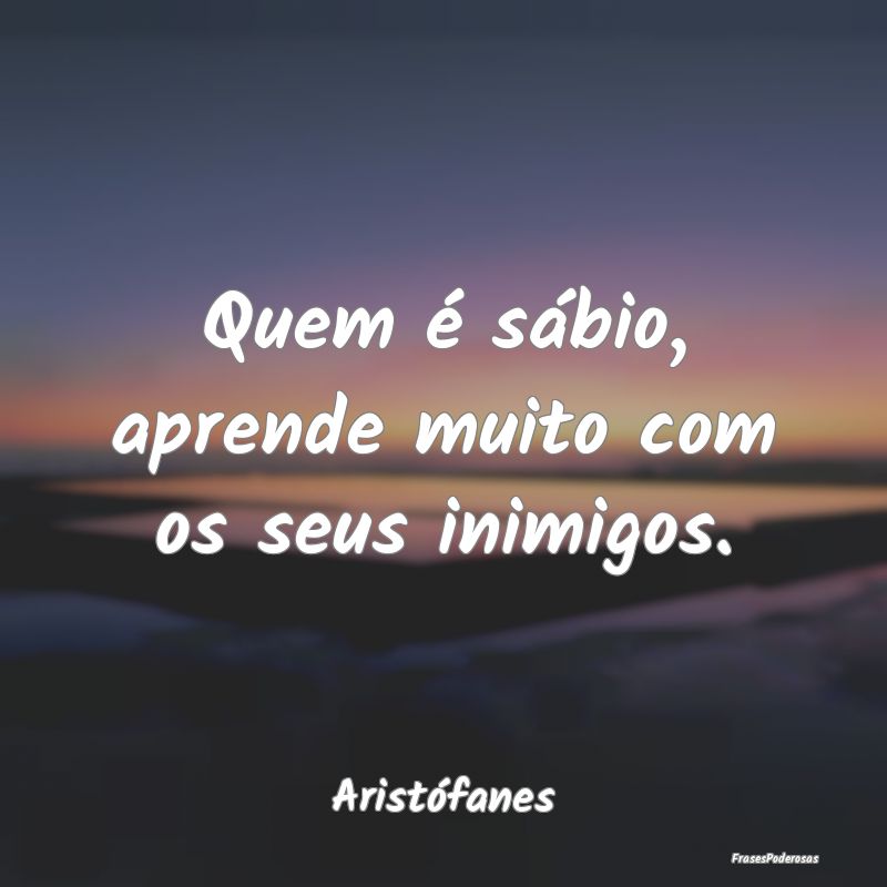 Quem é sábio, aprende muito com os seus inimigos...