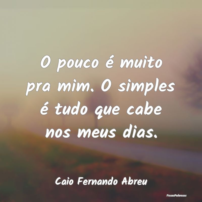 O pouco é muito pra mim. O simples é tudo que ca...