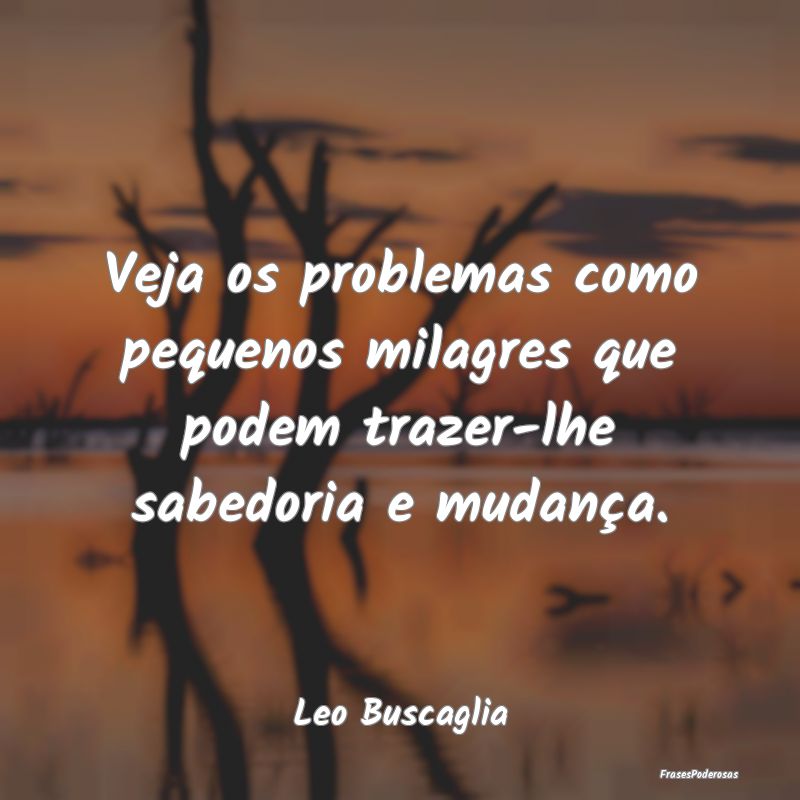 Veja os problemas como pequenos milagres que podem...