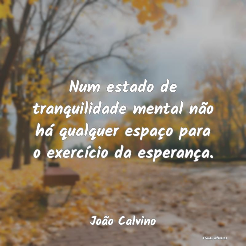 Num estado de tranquilidade mental não há qualqu...