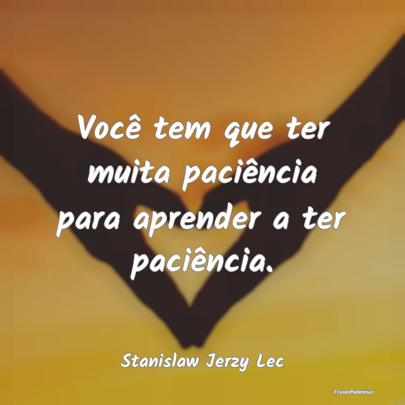 Você tem que ter muita paciência para aprender a...