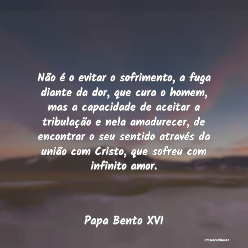 Não é o evitar o sofrimento, a fuga diante da do... Não é o evitar o sofrimento, a fuga diante da do...