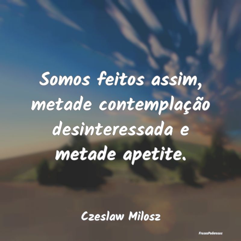 Somos feitos assim, metade contemplação desinter...