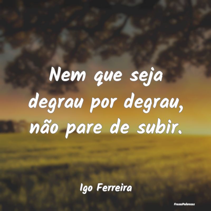 Nem que seja degrau por degrau, não pare de subir...
